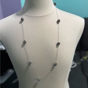 Elegant Silver and Black Crystal Necklace Costume Jewelry